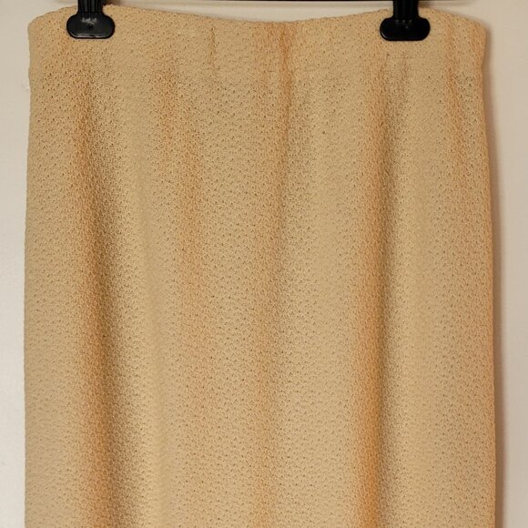 St. John Collection Long Boucle Knit Skirt Size 8 Light Yellow-Cream Color - Picture 1 of 13